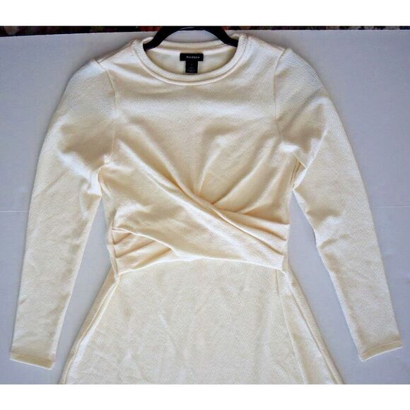 Halogen HA409017MI Women's Sz S Antique White L/S Wrap Design Midi Dress - Picture 5 of 7